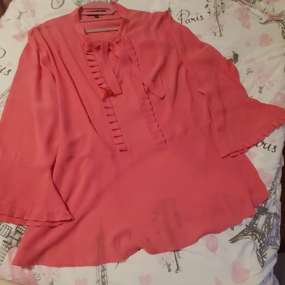 Sheer fuchsia peplum blouse